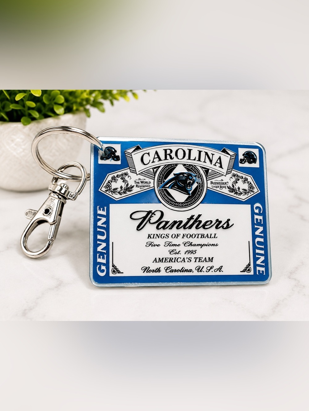 Carolina Panthers Blue & White Keychain